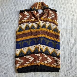Vintage Rafaella Women's Small Vest Hand Knitted Cardigan Sweater Multi Colors